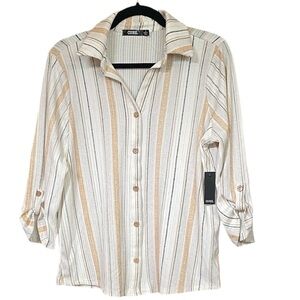 Cure. Beige and White Striped Blouse